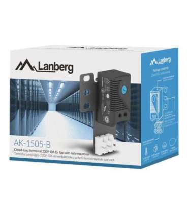 Lanberg Closed-loop thermostat 10A for rack cabinets with 19" ear and terminal block AK-1505-B Black