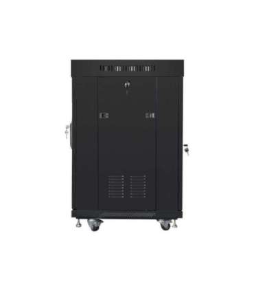 Lanberg Rack cabinet 19" free-standing 15U/600x600 (flat pack) with glass door, LCD FF01-6615-12BL Black