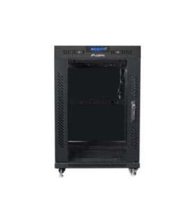 Lanberg Rack cabinet 19" free-standing 15U/600x800 (flat pack) with glass door, LCD FF01-6815-12BL Black