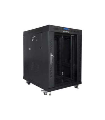 Lanberg Rack cabinet 19" free-standing 15U/600x800 (flat pack) with glass door, LCD FF01-6815-12BL Black