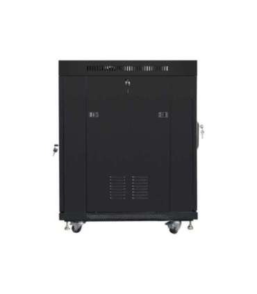 Lanberg Rack cabinet 19" free-standing 15U/600x800 (flat pack) with glass door, LCD FF01-6815-12BL Black