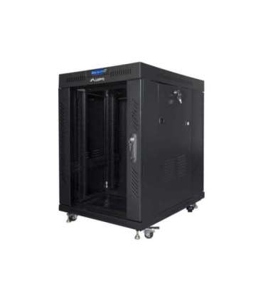 Lanberg Rack cabinet 19" free-standing 15U/600x800 (flat pack) with glass door, LCD FF01-6815-12BL Black