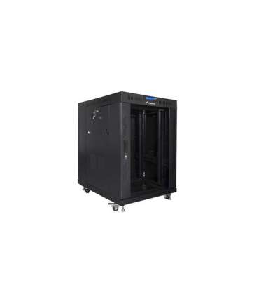 Lanberg Rack cabinet 19" free-standing 15U/800x1000 (flat pack) with glass door, LCD FF01-8015-12BL Black