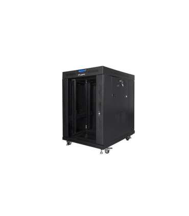 Lanberg Rack cabinet 19" free-standing 15U/800x1000 (flat pack) with glass door, LCD FF01-8015-12BL Black