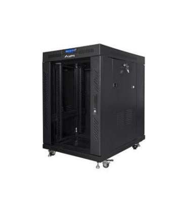 Lanberg Rack cabinet 19" free-standing 15U/800x1000 (flat pack) with glass door, LCD FF01-8015-12BL Black