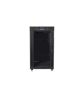 Lanberg Rack cabinet 19" free-standing 22U/800x800 (flat pack) with glass door, LCD FF01-8822-12BL Black