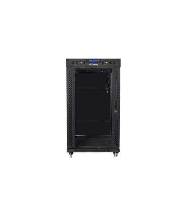 Lanberg Rack cabinet 19" free-standing 22U/800x800 (flat pack) with glass door, LCD FF01-8822-12BL Black