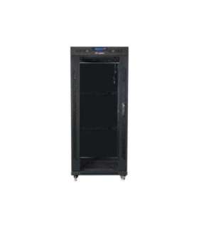 Lanberg Rack cabinet 19" free-standing 27U/600x800 (flat pack) with glass door, LCD FF01-6827-12BL Black