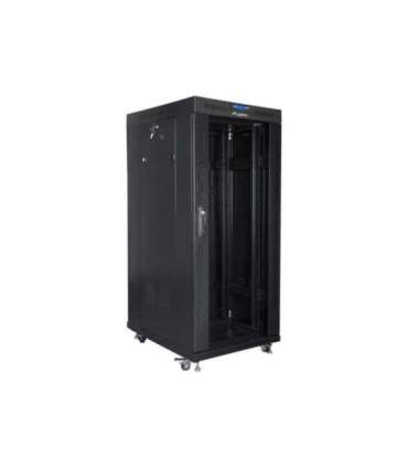 Lanberg Rack cabinet 19" free-standing 27U/600x800 (flat pack) with glass door, LCD FF01-6827-12BL Black