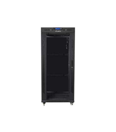 Lanberg Rack cabinet 19" free-standing 27U/800x1000 (flat pack) with glass door, LCD FF01-8027-12BL Black