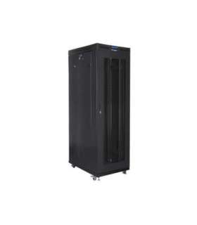 Lanberg Rack cabinet 19" free-standing 27U/800x1000 (flat pack) with glass door, LCD FF01-8027-23BL Black