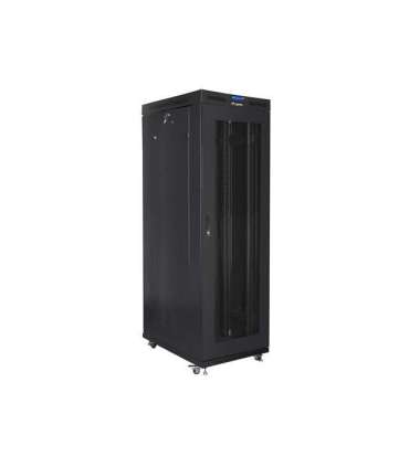 Lanberg Rack cabinet 19" free-standing 27U/800x1000 (flat pack) with glass door, LCD FF01-8027-23BL Black