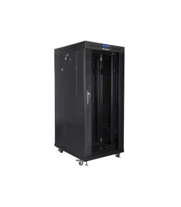 Lanberg Rack cabinet 19" free-standing 27U/800x1200 (flat pack) with glass door, LCD FF01-8227-12BL Black