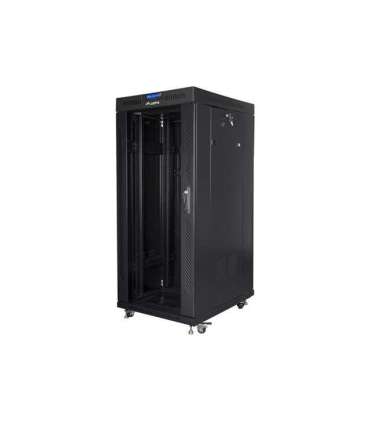 Lanberg Rack cabinet 19" free-standing 27U/800x1200 (flat pack) with glass door, LCD FF01-8227-12BL Black