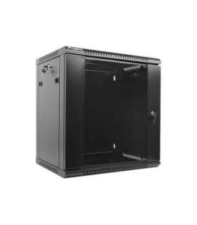 Lanberg Rack cabinet 19" wall-mount 12U/600x450 (flat pack) with glass door WF01-6412-10B Black