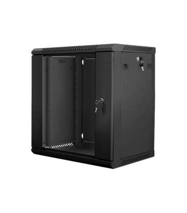 Lanberg Rack cabinet 19" wall-mount 12U/600x450 (flat pack) with glass door WF01-6412-10B Black