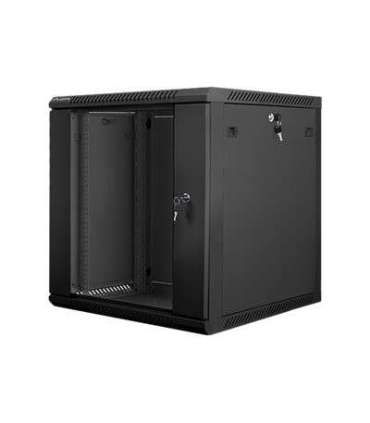 Lanberg Rack cabinet 19" wall-mount 12U/600x600 (flat pack) with glass door WF01-6612-10B Black