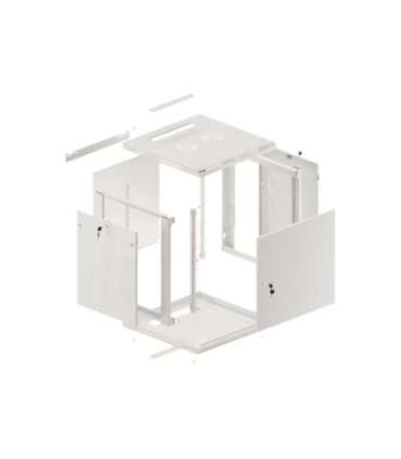 Lanberg Rack cabinet 19" wall-mount 12U/600x600 for self-assembly with metal door (flat pack) WF01-6612-00S Grey