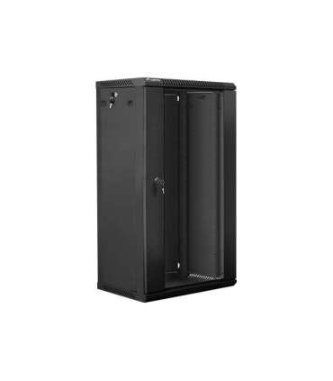 Lanberg Rack cabinet 19" wall-mount 22U/600x450 (flat pack) with glass door WF01-6422-10B Black