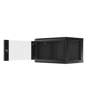 Lanberg Rack cabinet 19" wall-mount 6U/600x450 (flat pack) with glass door V2 WF01-6406-10B Black