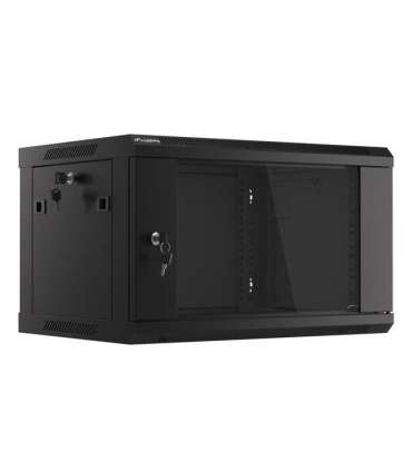 Lanberg Rack cabinet 19" wall-mount 6U/600x450 (flat pack) with glass door V2 WF01-6406-10B Black