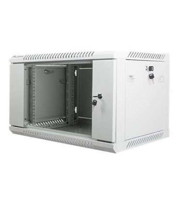 Lanberg Rack cabinet 19" wall-mount 6U/600x450 (flat pack) with glass door WF01-6406-10S Grey