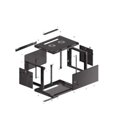 Lanberg Rack cabinet 19" wall-mount 6U/600x450 for self-assembly with metal door (flat pack) WF01-6406-00B Black