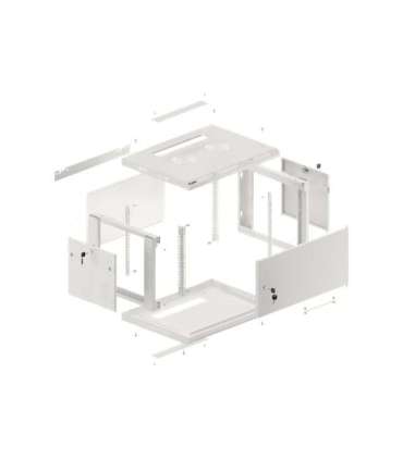 Lanberg Rack cabinet 19" wall-mount 6U/600x450 for self-assembly with metal door (flat pack) WF01-6406-00S Grey