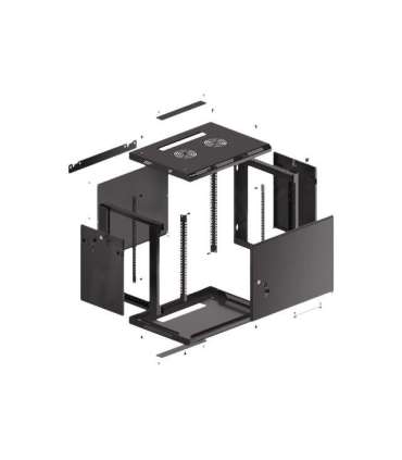Lanberg Rack cabinet 19" wall-mount 9U/600x450 for self-assembly with metal door (flat pack) WF01-6409-00B Black