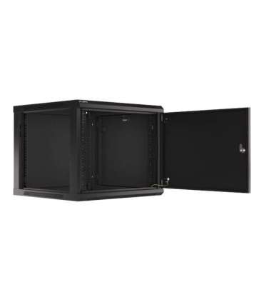 Lanberg Rack cabinet 19" wall-mount 9U/600x600 (flat pack) for self-assembly with metal door WF01-6609-00B Black