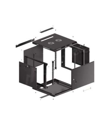 Lanberg Rack cabinet 19" wall-mount 9U/600x600 (flat pack) for self-assembly with metal door WF01-6609-00B Black