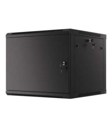 Lanberg Rack cabinet 19" wall-mount 9U/600x600 (flat pack) for self-assembly with metal door WF01-6609-00B Black