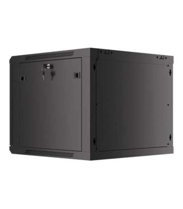 Lanberg Rack cabinet 19" wall-mount 9U/600x600 (flat pack) for self-assembly with metal door WF01-6609-00B Black