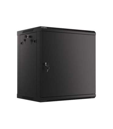 Lanberg Rack cabinet 19" wall-mount 12U/600x450 for self-assembly with metal door (flat pack) WF01-6412-00B Black