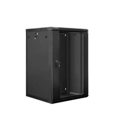Lanberg Rack cabinet 19" wall-mount 18U/600x600 (flat pack) with glass door WF01-6618-10B Black