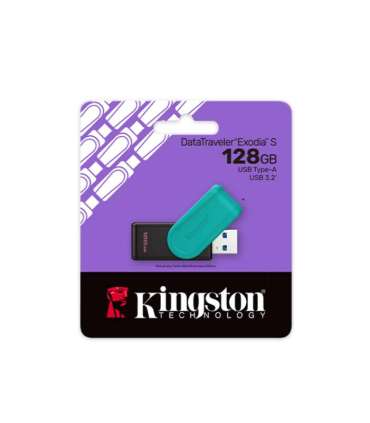 Kingston USB Flash Drive DataTraveler Exodia S 128 GB USB 3.2 Gen 1 Black/Turquoise
