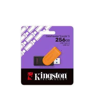 Kingston USB Flash Drive DataTraveler Exodia S 256 GB USB 3.2 Gen 1 Black/Orange