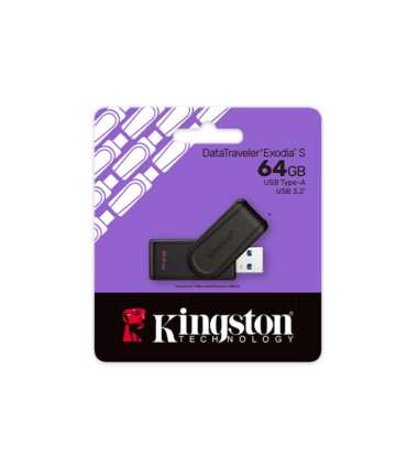 Kingston USB Flash Drive DataTraveler Exodia S 64 GB USB 3.2 Gen 1 Black