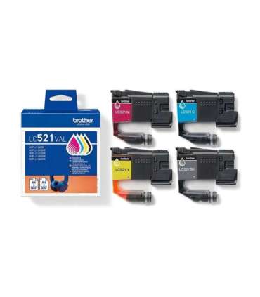 Brother LC521VAL Ink Cartridge Black, Cyan, Magenta,Yellow