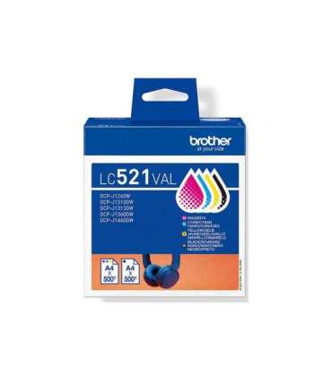Brother LC521VAL Ink Cartridge Black, Cyan, Magenta,Yellow