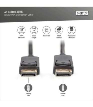 Digitus Connection Cable DisplayPort to DisplayPort 3 m