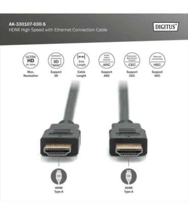 Digitus 4K HDMI 2.0 Connection Cable HDMI to HDMI 3 m