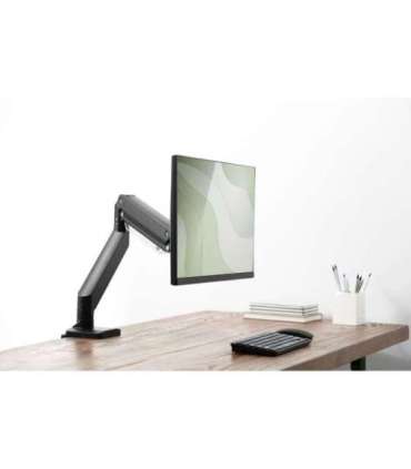 Digitus Desk Mount Universal Single Monitor Mount with Gas Spring and Clamp Mount Adjustable Height, Rotate, Tilt,