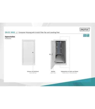 Digitus Computer housing with in-built filter fan and levelling feet DN-CC 9002 Light grey