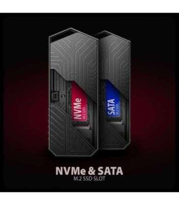 AXAGON USB-C 10Gbps - M.2 NVMe and SATA SSD GAME M.2 box EEM2-GAM