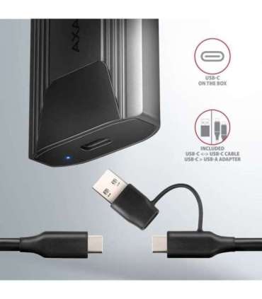 AXAGON USB-C 10Gbps - M.2 NVMe and SATA SSD THIN SCREWLESS box EEM2-GTS2