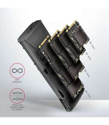 AXAGON USB-C 10Gbps - M.2 NVMe and SATA SSD THIN SCREWLESS box EEM2-GTS2