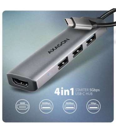 AXAGON USB-C 5Gbps STARTER 4in1 Hub HMC-H3A