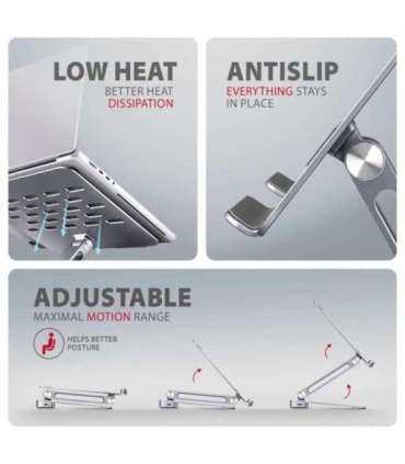 AXAGON Desk Mount HMC-STND USB-C 5Gbps Stand and Hub 7in1 Adjustable Height, Tilt 10-16 " Aluminum