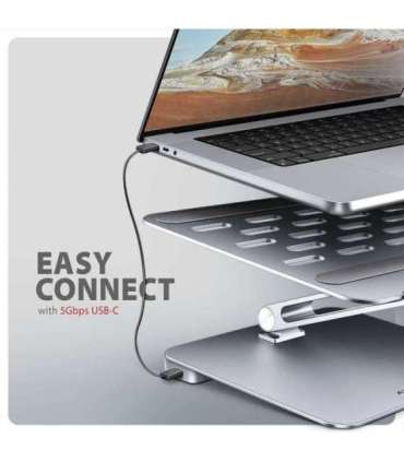 AXAGON Desk Mount HMC-STND USB-C 5Gbps Stand and Hub 7in1 Adjustable Height, Tilt 10-16 " Aluminum